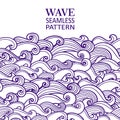 Waves seamless border pattern. Vector illustration with sea waves. Royalty Free Stock Photo